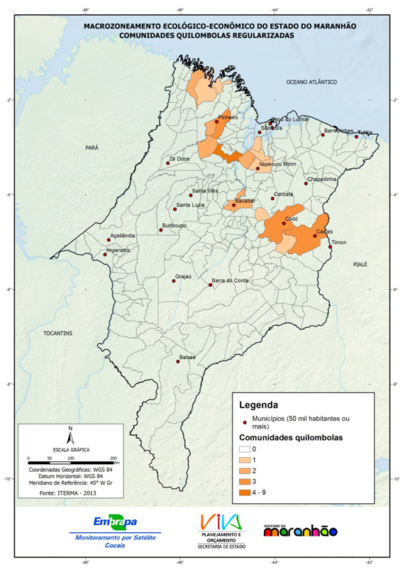Comunidades quilombolas regularizadas no Estado do Maranhão-(2013)
