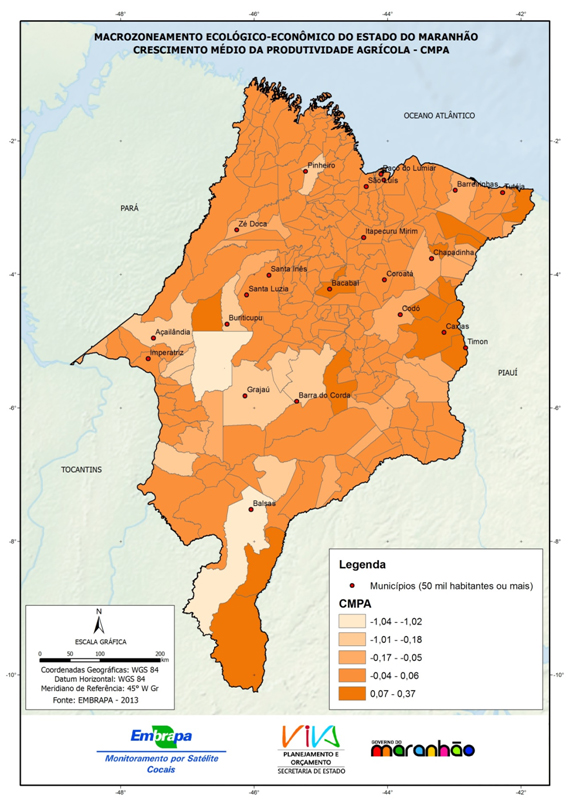Crescimento médio de produtividade agrícola (CMPA)dos municípios do Estado do Maranhão