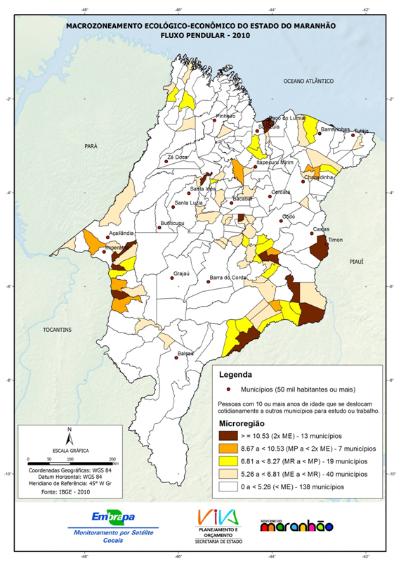 Fluxo pendular entre municípios para estudo ou trabalho no Estado do Maranhão-(2010)