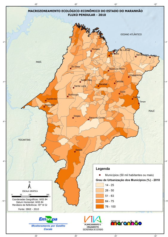 Grau de urbanização dos municípios do Estado do Maranhão-(2010)