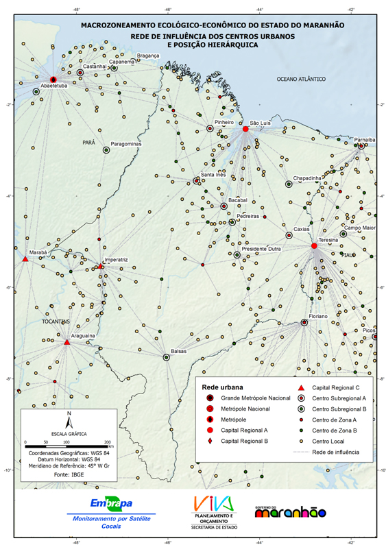 Rede de influência dos centros urbanos maranhenses-(2007)