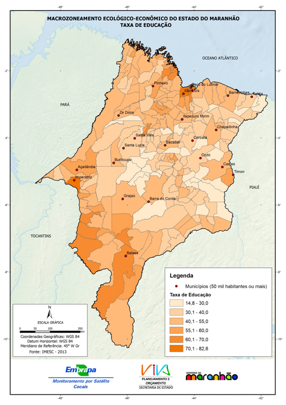 Índice de taxa de educação no Estado do Maranhão