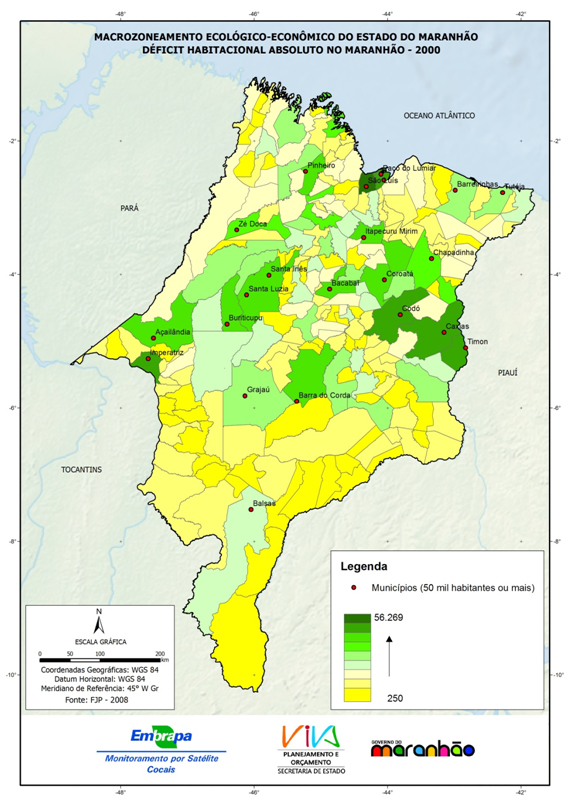 Déficit habitacional absoluto no Estado do Maranhão, em 2000