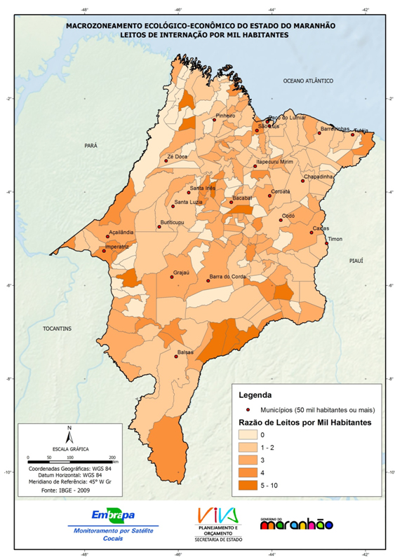 Disponibilidade de leitos para internação por mil habitantes no Estado do Maranhão-(2009)