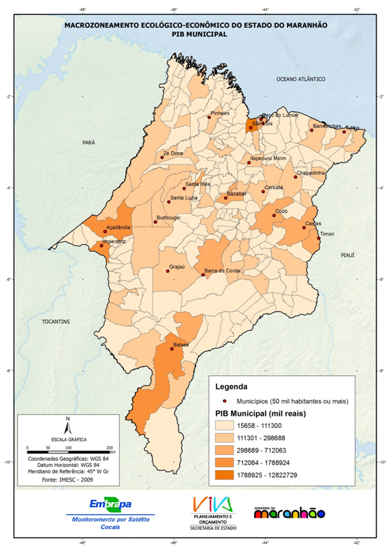 Distribuição espacial municipal do PIB do Estado do Maranhão