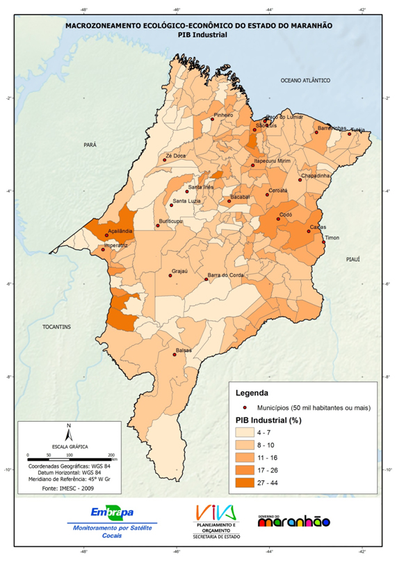 Distribuição do PIB industrial pelos municípios no Estado do Maranhão-(2009)