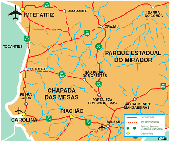Localização da Chapada das Mesas, Maranhão