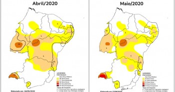 Figura 02. Monitor de Secas do Nordeste: (a) abril/2020; (b) maio/2020.