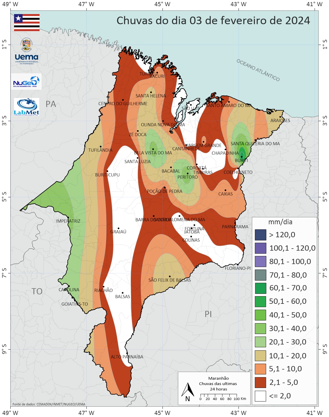 Chuvas do dia 03/02/2024